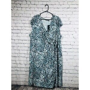 Apt. 9 Women's Wrap Dress Leopard Print Teal Blue 3X